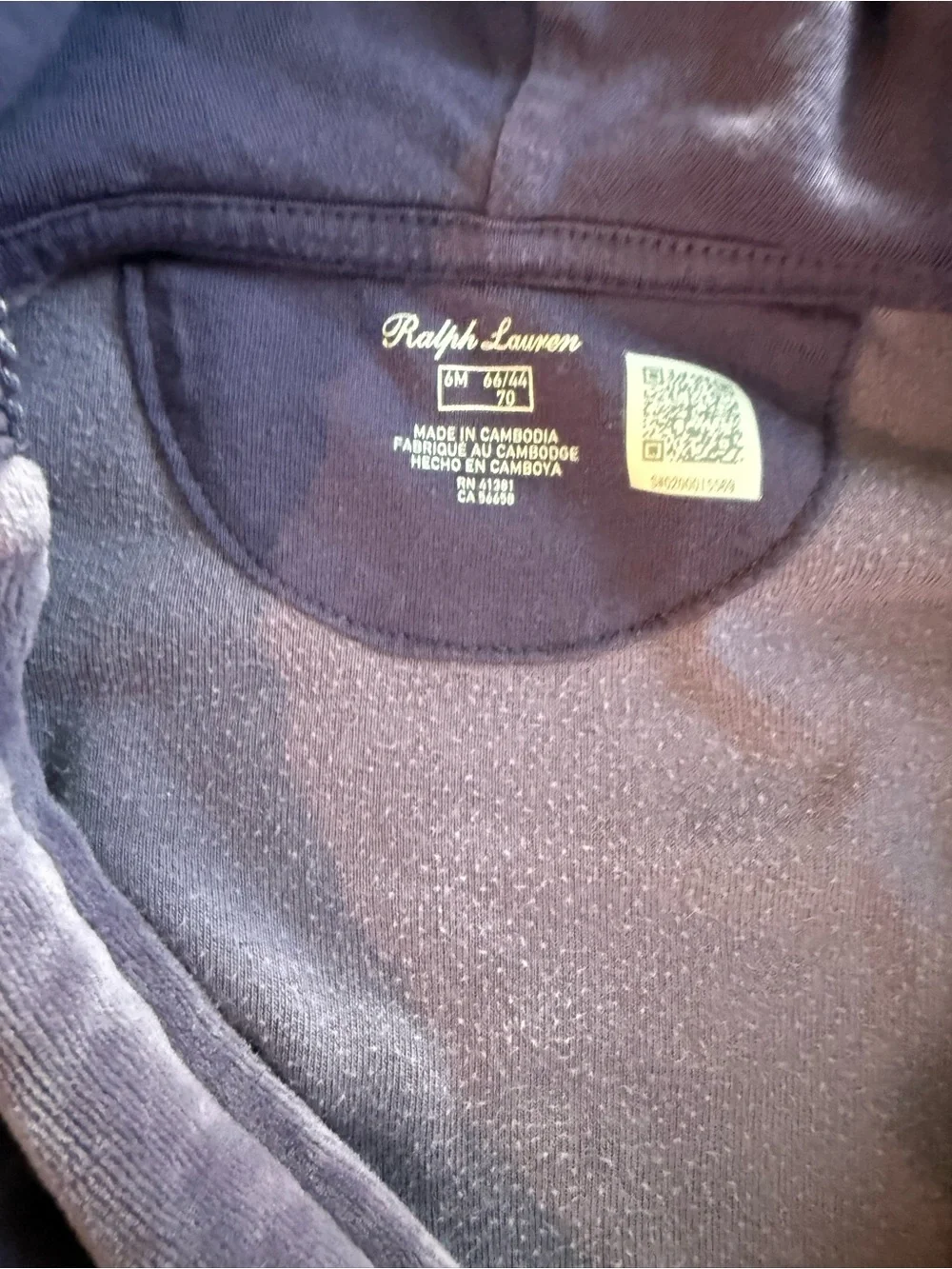 Ralph Lauren Purple Velour Hooded Jacket & Joggers Set 6 months baby